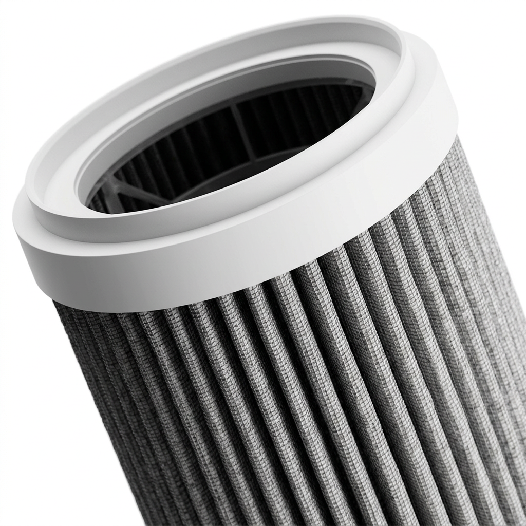 Close-up of the replacement filter rim and pleated material