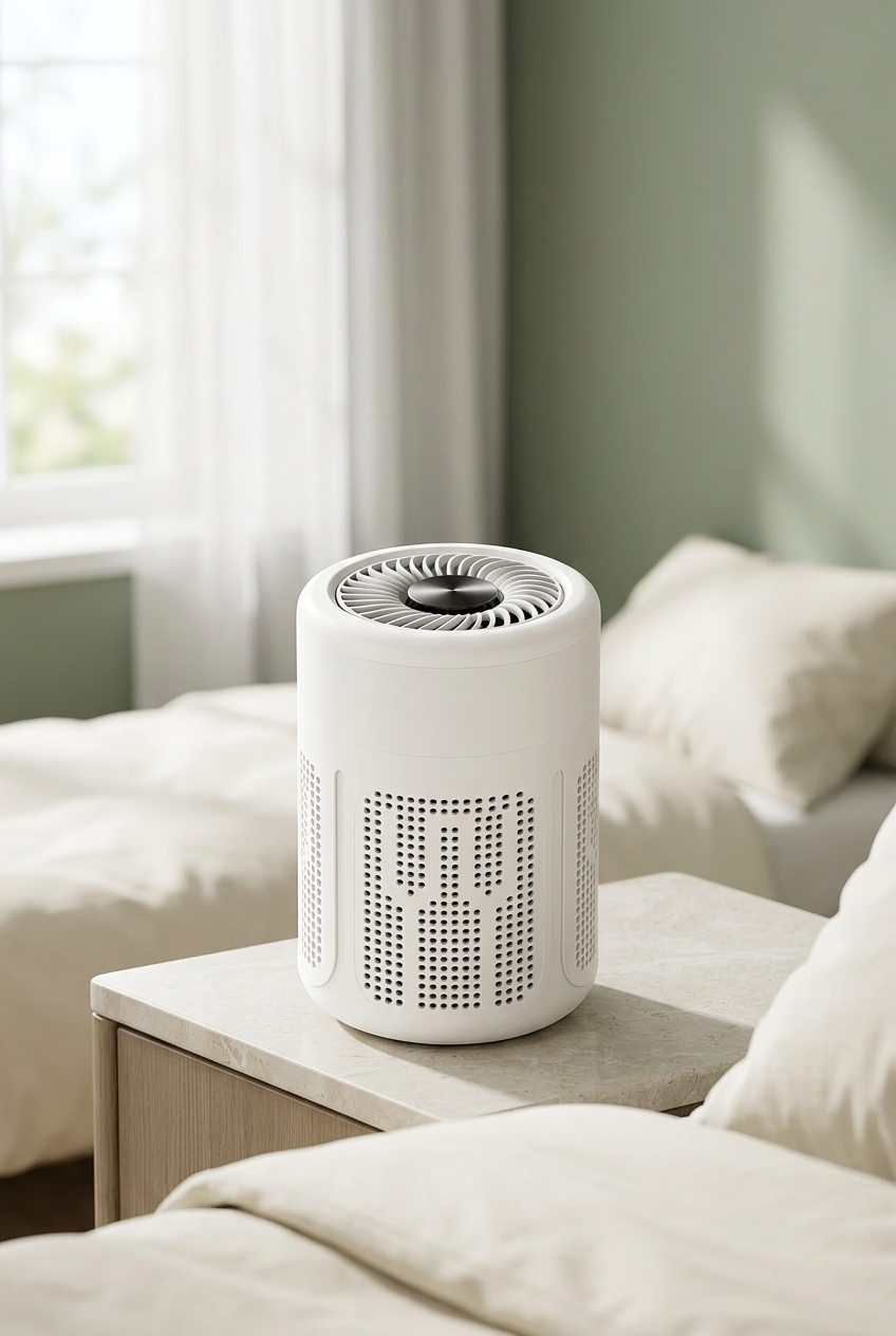 Gentle Co air purifier in a bedroom