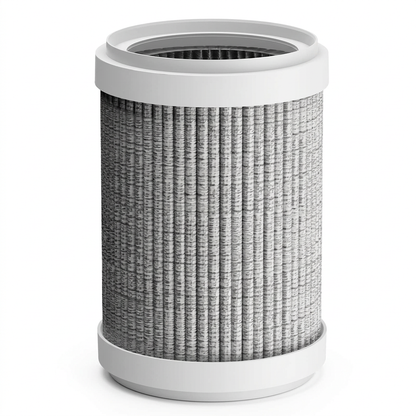 Replacement filter upright on a white background
